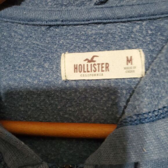 Hollister Long Sleeve Blue Hoodie w/ Front Pockets & Full Zipper  Size Medium - Picture 6 of 13